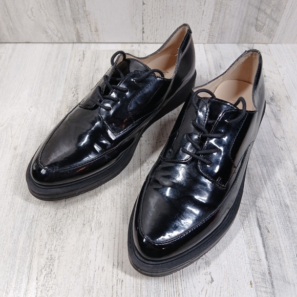 Nine West Oxfords Women\'s 7.5 Barbieri Black Patent Leather Lace Up Shoes main image 10